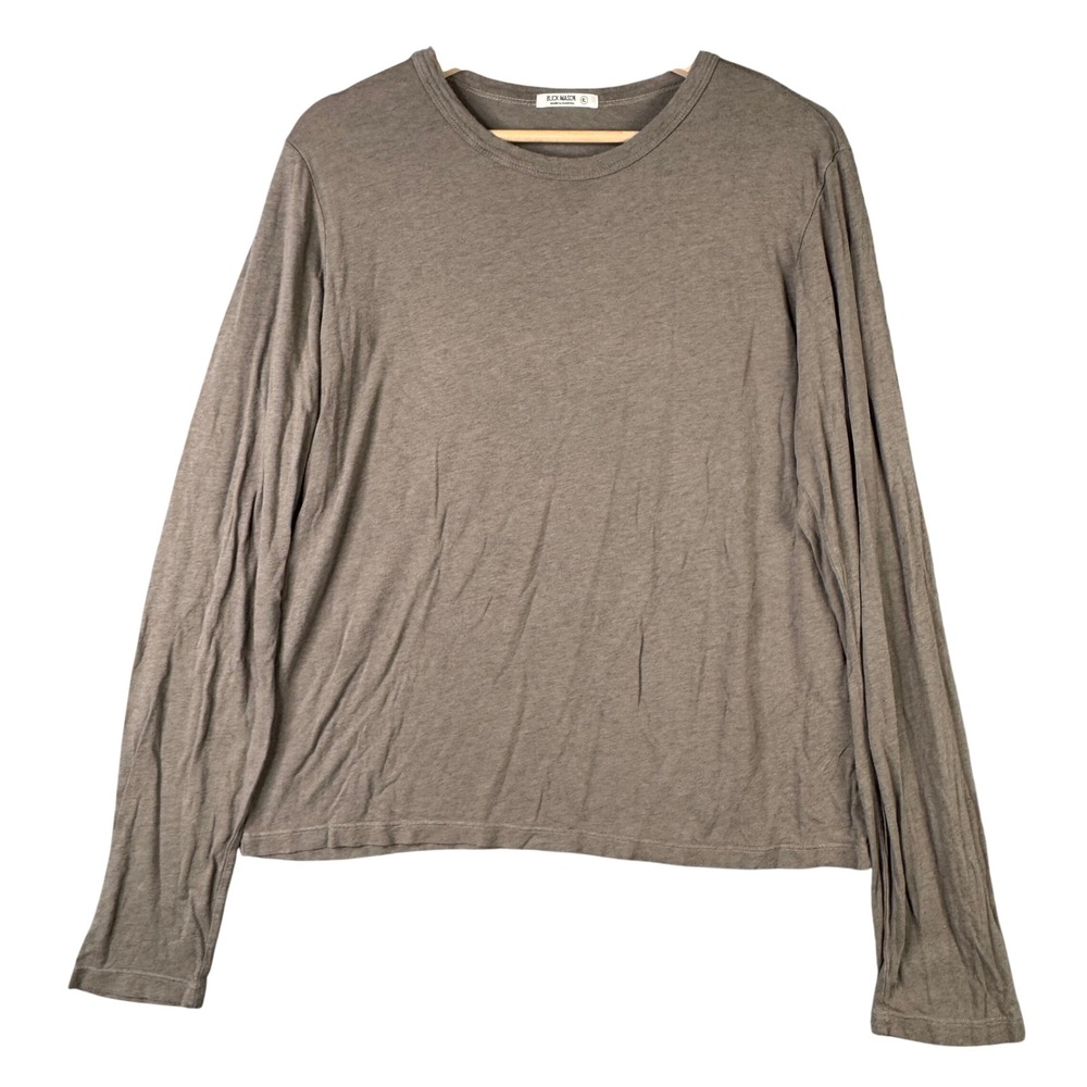 Buck Mason Mens Size XL Bamboo Cotton Wool Long Sleeve Crew Neck Tee Brown